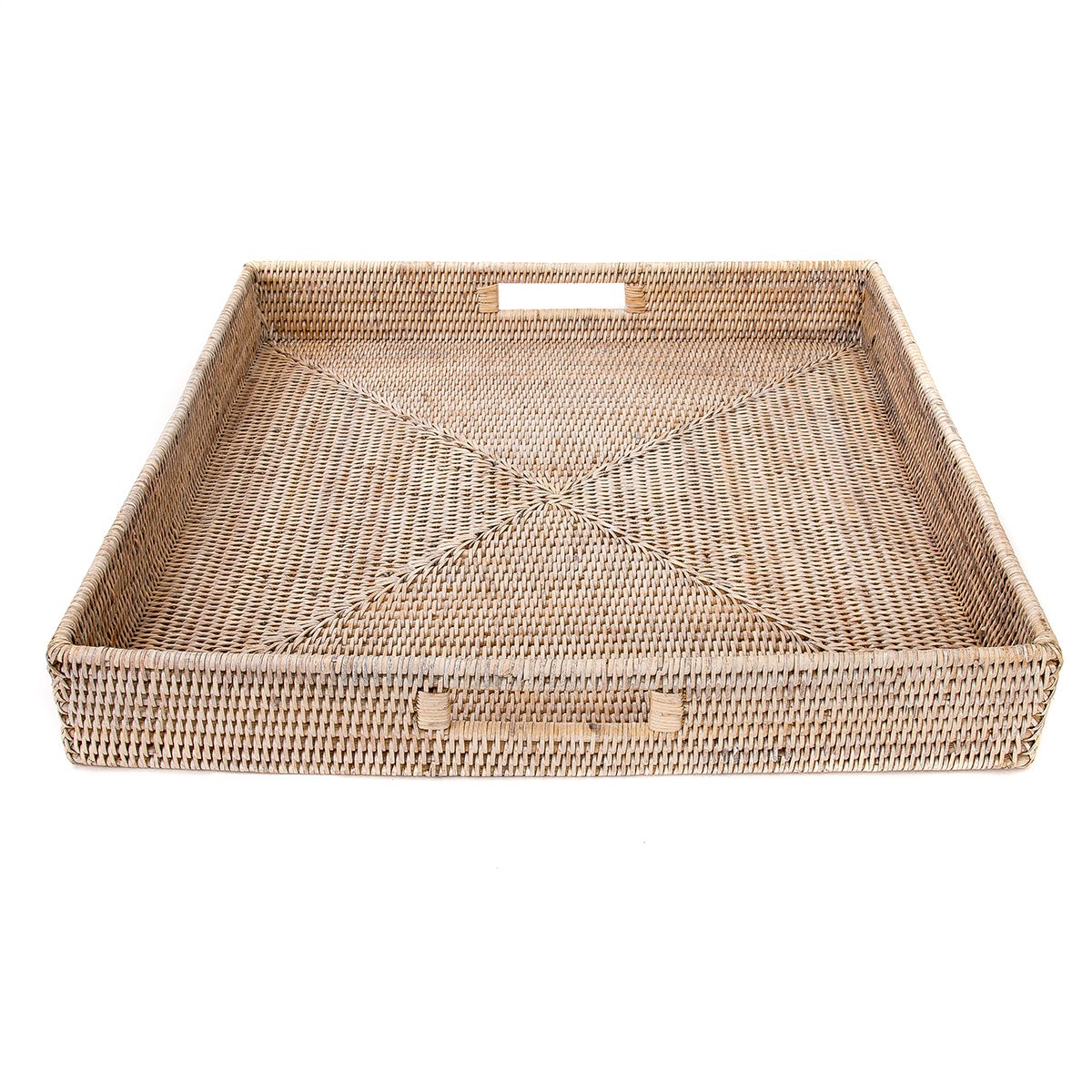 Artifacts Trading Company Rattan Square Ottoman Tray WW White Wash